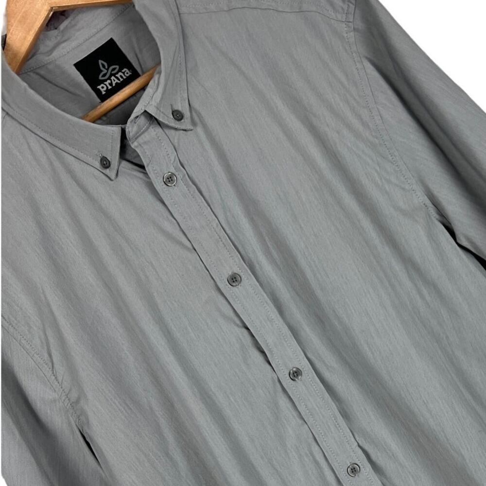 PRANA Men's XL Gray Tencel Performance Wicking Outdoor Trekking Button Shirt